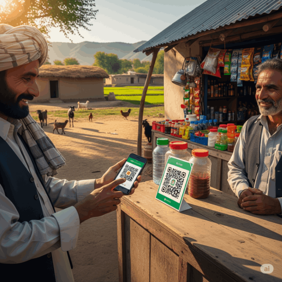 QR code payments in rural Pakistan
