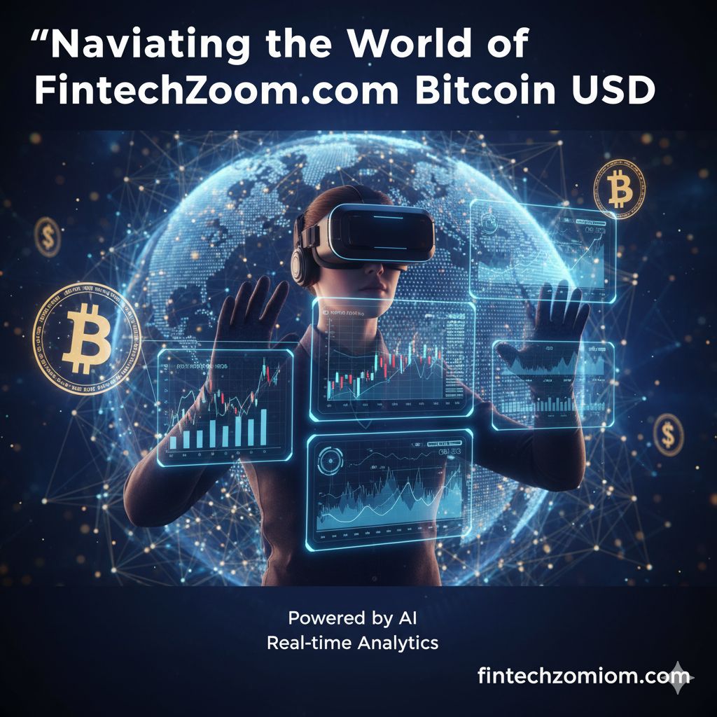 A digital screen showing a fluctuating graph of the Bitcoin to USD exchange rate, with financial data in the background