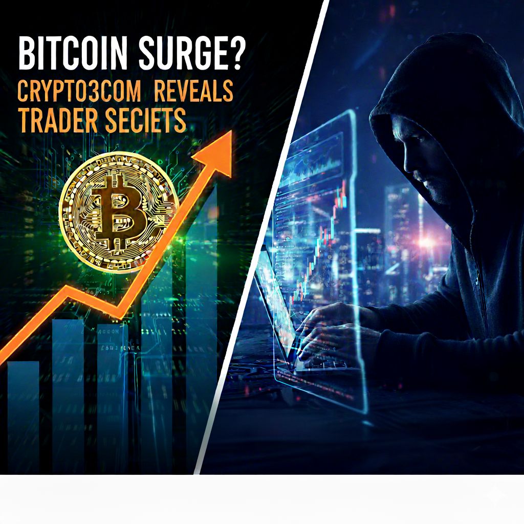 Analytical chart showing a sharp Bitcoin price surge with a magnifying glass revealing trader insights.