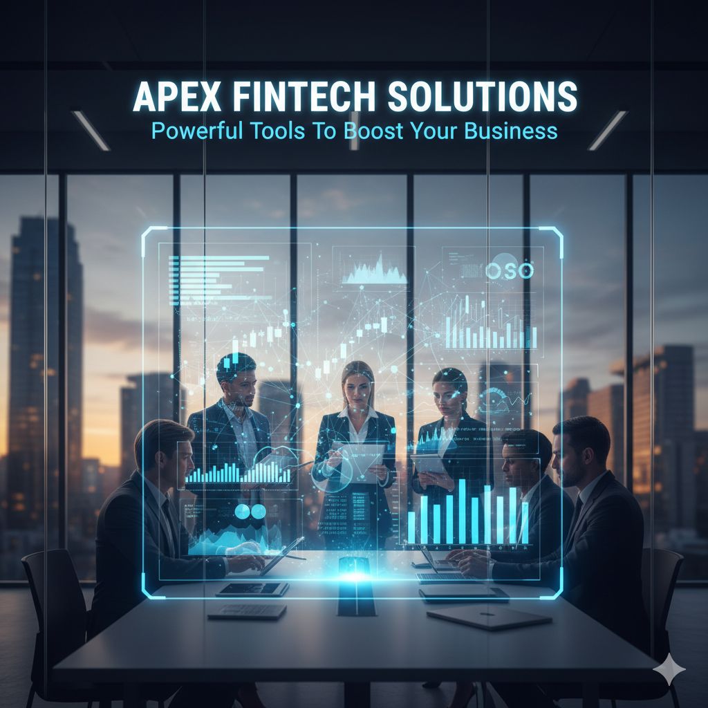 A modern dashboard interface showing analytics and financial data, representing the powerful tools from Apex Fintech Solutions.